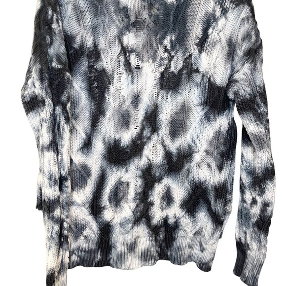 Anthropologie Pilcro Joni Tie-Dye Chunky Cable Knit Sweater Navy Blue White XS - Picture 6 of 9